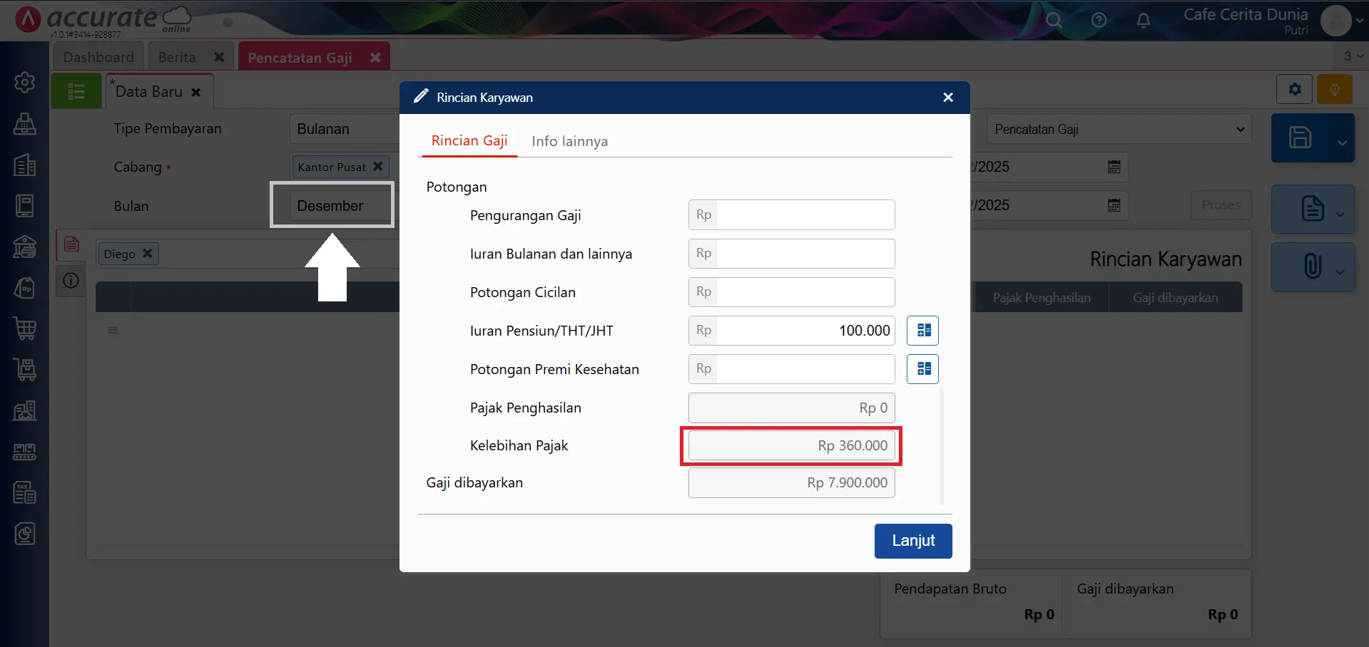 mencatat PPh 21 karyawan baru di tengah tahun